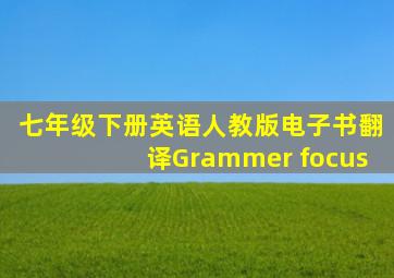 七年级下册英语人教版电子书翻译Grammer focus